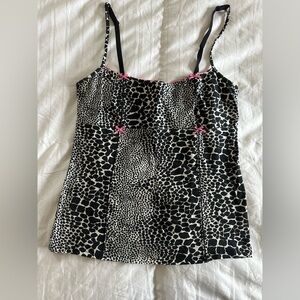 Betsey Johnson intimate animal print tank top pink bows